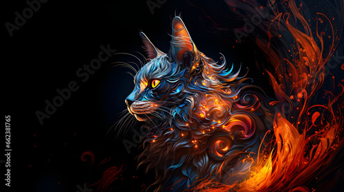 neon light design face of cat