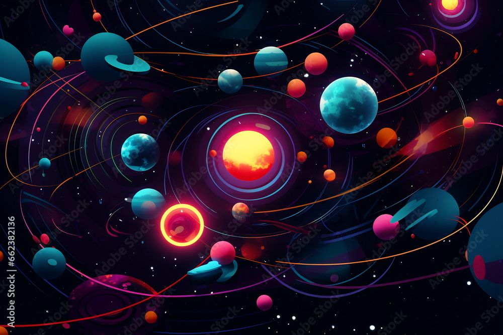 Solar system. Colorful planets, galaxy and universe. Space cartoon Solar system. Colorful planets, galaxy and universe. Space cartoon