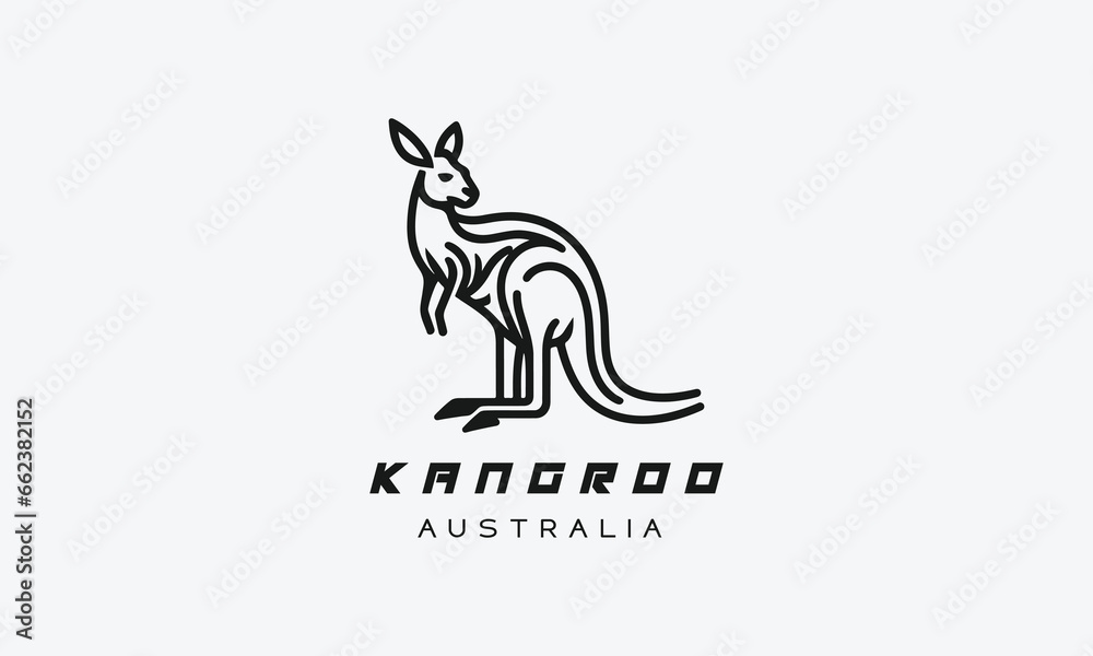 kangaroo vector logo icon minimalistic line art