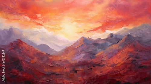 Raw emotional painting impasto style mountain beautiful moment Ai generated art © Biplob