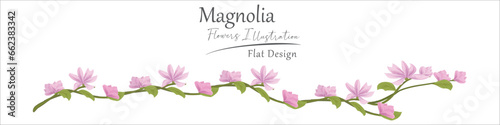 magnolia flower illustration. flat design.
