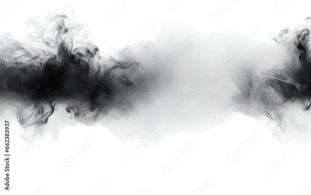 Black Cloud Realistic Smoke Closeup on a Clear Surface or PNG Transparent Background.