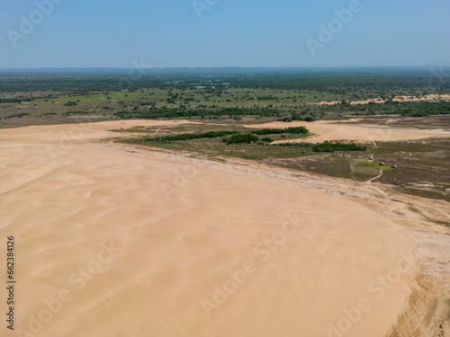 Aerial view of the sand dunes at the landscape protection area  Lomas de Arena  near Santa Cruz de la Sierra in the lowlands of Bolivia - Traveling and exploring South America