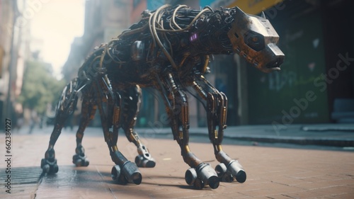 Robot hyena mocha beast animal illustration picture AI generated art