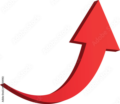 3D gradient shiney red arrow symbol. Arrow in shiney 3d arrow icons for app, web digital illustration design. Vector illustration