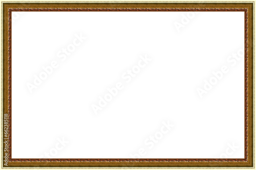 Rectangular empty wooden and gold gilded ornamental frame