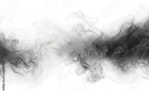 Black Puffs Exploring Black Smoke Patterns on a Clear Surface or PNG Transparent Background.