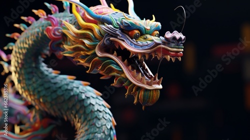 a Chinese dragon harnessing multicolored chi in 3D.Generative AI © sudipdesign