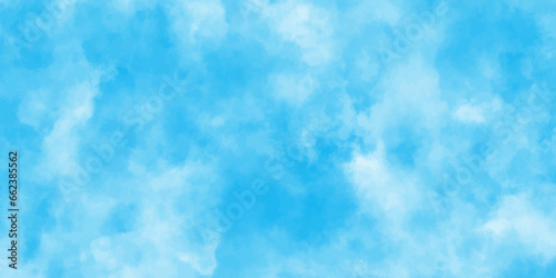 Abstract shinny Summer seasonal natural cloudy blue sky background,Hand painted watercolor shades sky clouds, Bright blue cloudy sky vector illustration.	 photo