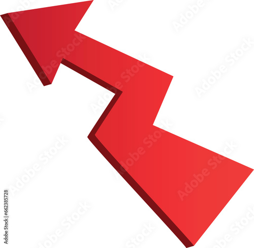 3D gradient shiney red arrow symbol. Arrow in shiney 3d arrow icons for app, web digital illustration design. Vector illustration