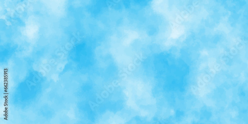 Abstract shinny Summer seasonal natural cloudy blue sky background,Hand painted watercolor shades sky clouds, Bright blue cloudy sky vector illustration.	