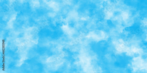 Abstract shinny Summer seasonal natural cloudy blue sky background,Hand painted watercolor shades sky clouds, Bright blue cloudy sky vector illustration.	