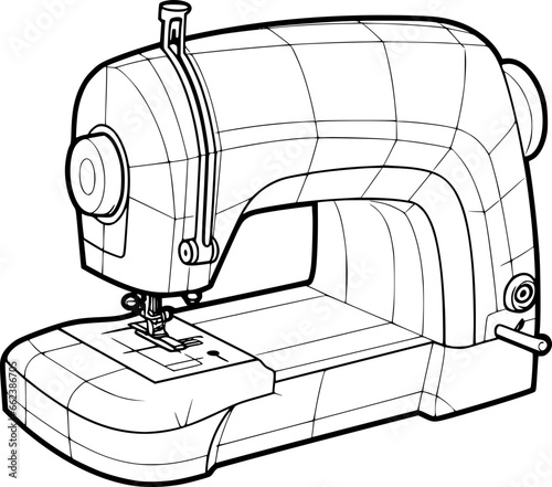 outline illustration of sewing machine for coloring page
