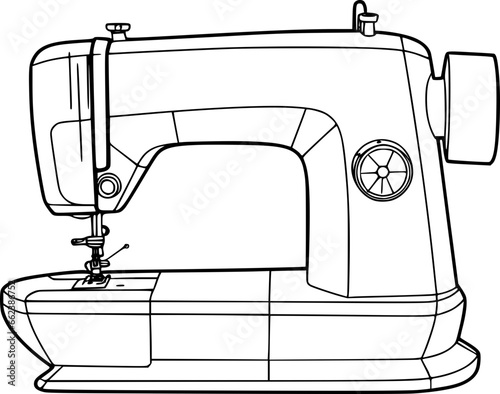 outline illustration of sewing machine for coloring page