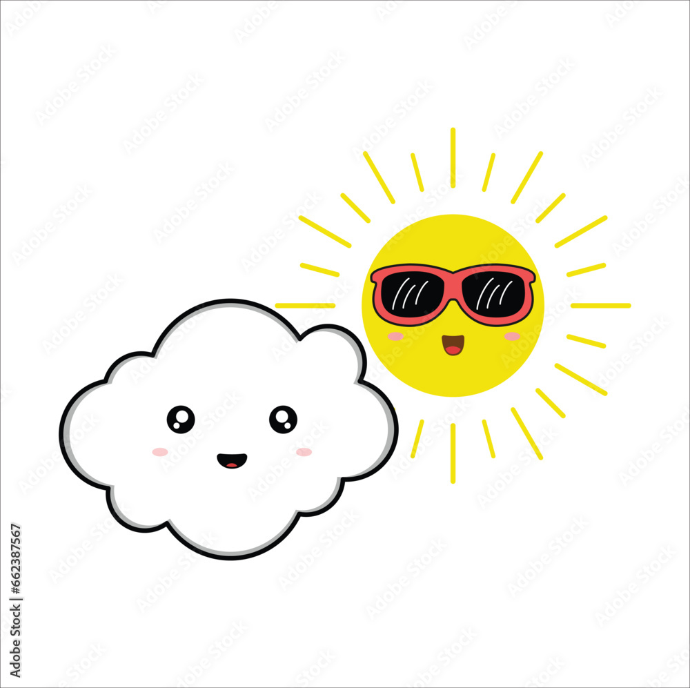 Cute kawaii cloud for decorating, suitable for sticker, t-shirt, mug, etc. vector formats. Eps 10

