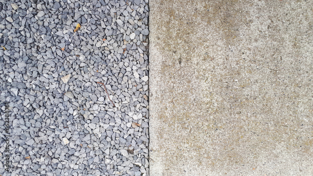  Terrific half-frame shot displaying an abstract contrast between stone and cement.