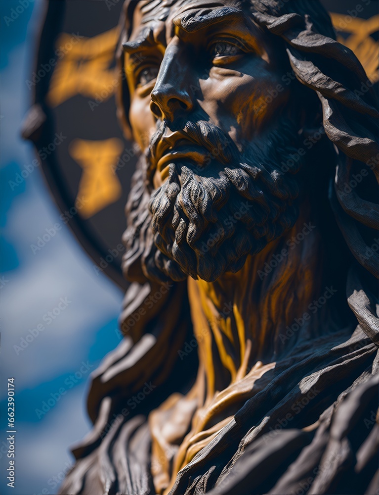 Jesus Christ. Decorative digital sculpture. Saint statue. Picturesque portrait. Wall mural, poster or picture for home. Background for design projects. Generative AI. Jesus Christ. Decorative digital sculpture. Saint statue. Picturesque portrait. Wall mural, poster or picture for home. Background for design projects. Generative AI.