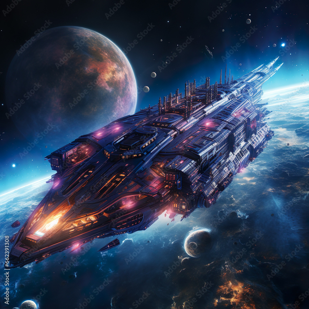 Photo & Art Print A powerful alien military battleship prepared to ...