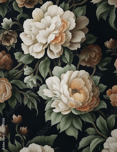 Flowers. Decorative digital 2D painting. Color illustration for background. Picturesque portrait for the interior. Wall mural, poster or picture for home. Generative AI.