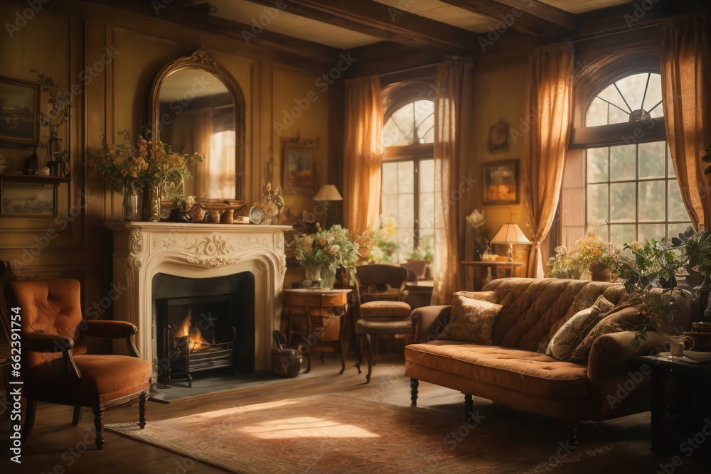 Interior Vintage Coziness created with AI