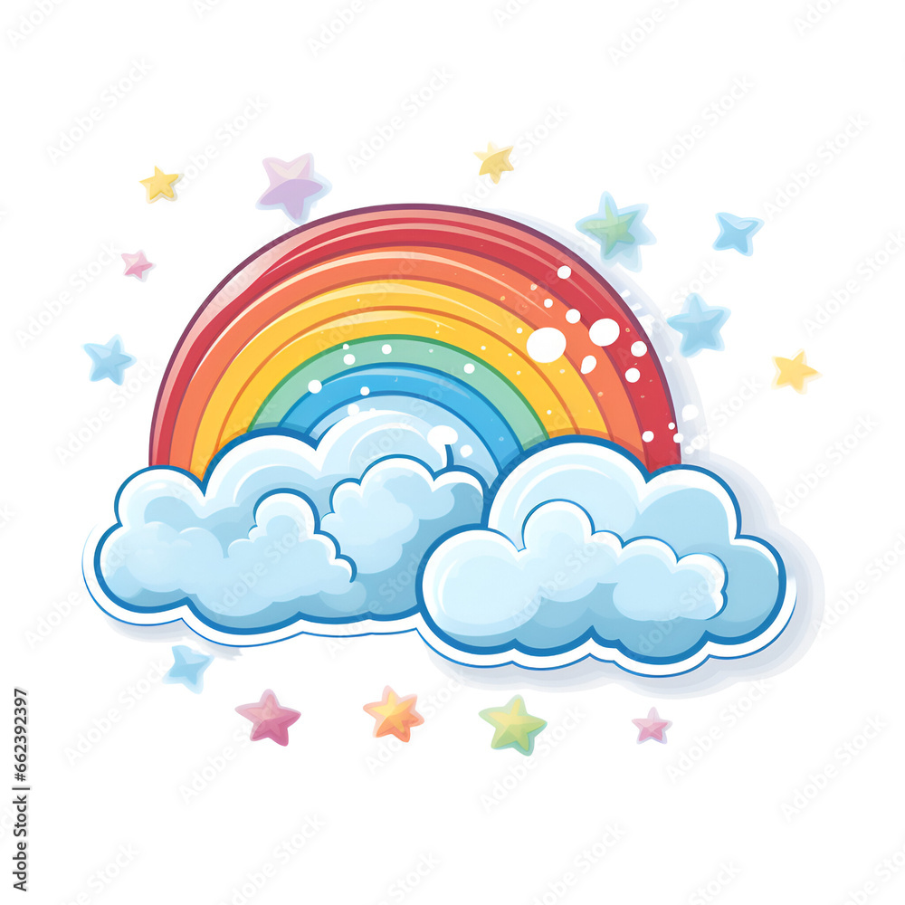 Cartoon Style Rainbow and Cloud No Background Perfect for Print on Demand Merchandise Cartoon Style Rainbow and Cloud No Background Perfect for Print on Demand Merchandise