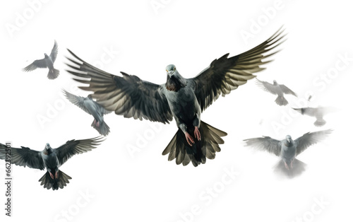 Flying Pigeons Wings of Freedom on a Clear Surface or PNG Transparent Background.