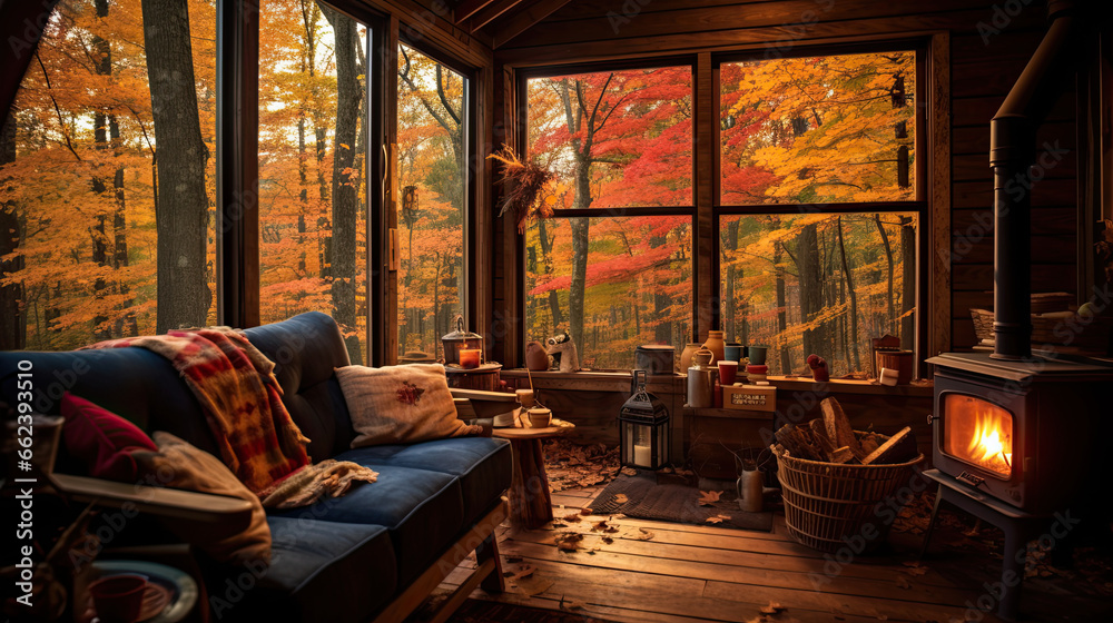 old house in the autumn forest old house in the autumn forest