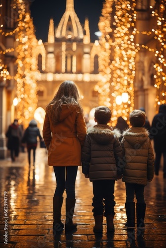 Children standing on the street at Christmas. © lolya1988