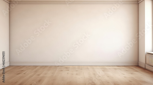 Product Display Empty Room Interior with Brown Stucco Wall and Wooden Floor