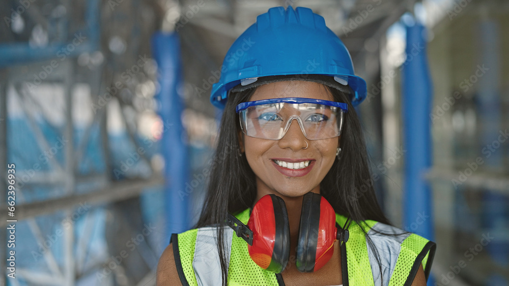 African american woman builder smiling confident standing at street African american woman builder smiling confident standing at street