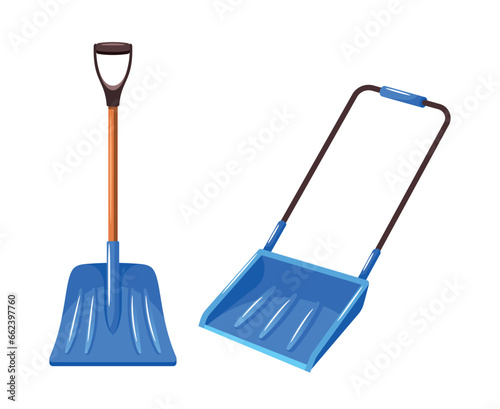 Snowplow Shovels, Robust, Efficient Tools For Clearing Snow And Ice. Designed For Heavy-duty Tasks, Vector Illustration