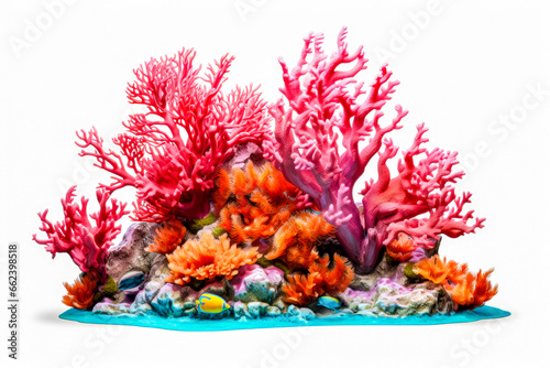 colorful coral reef isolated on white background  clipping path included.