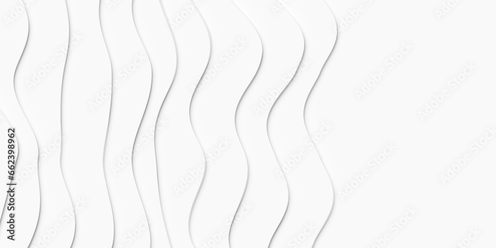 White organic wave step lines shapes geometrical background wallpaper banner pattern with copy space