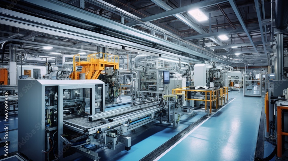 a detailed image showcasing a state-of-the-art manufacturing facility, where precision and automation work hand in hand to drive advancements in productivity