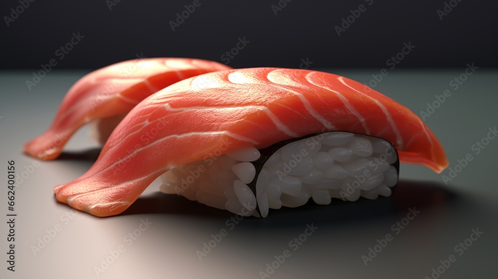 Sushi nigiri salmon red fresh food illustration image AI generated art Sushi nigiri salmon red fresh food illustration image AI generated art
