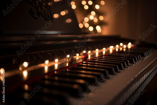 piano keyboard with festive lighting