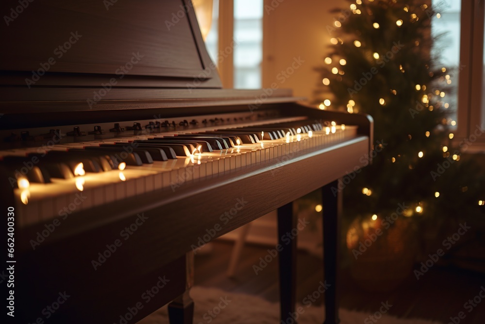 piano keyboard with festive lighting piano keyboard with festive lighting