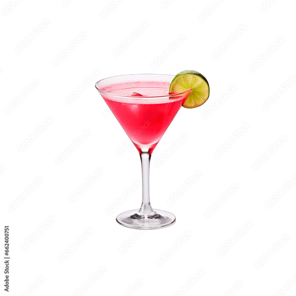 Cosmopolitan bar cocktail. Isolated on white background.