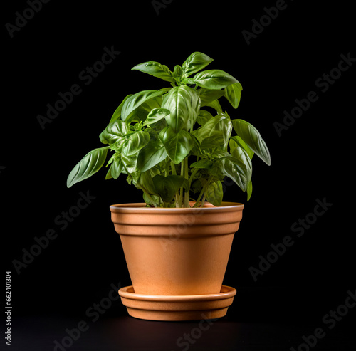 Basil in a flower pot.