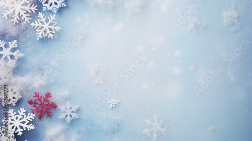 Christmas or winter composition on a pastel background. Christmas, winter, new year concept. Flat lay, top view, copy space. ai generative