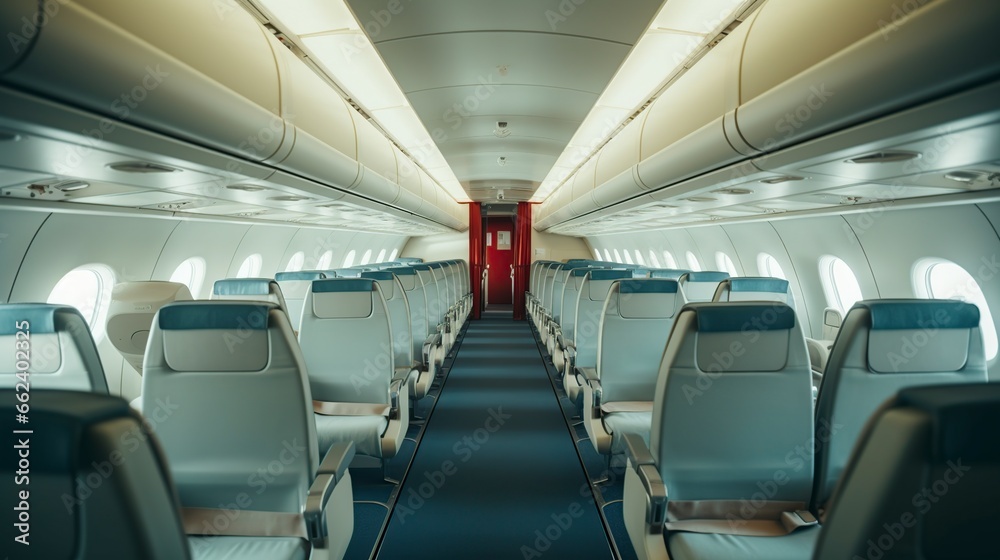 Fototapeta premium modern airplane interior with flight seats