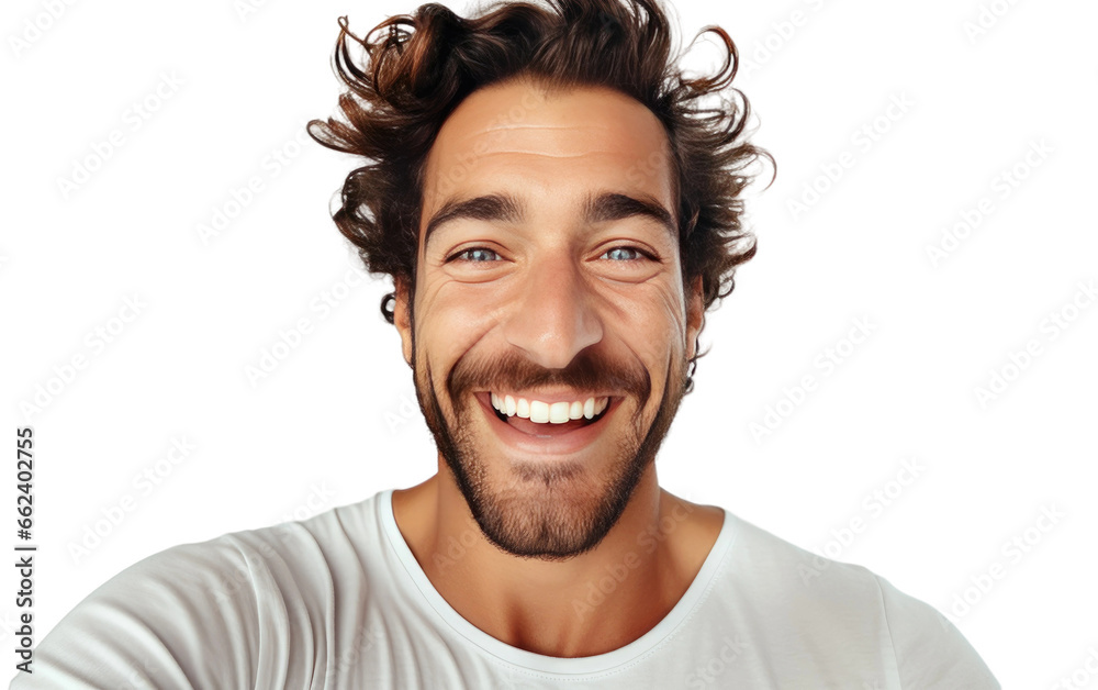 Man Closeup of Taking Tablet Selfie on a Clear Surface or PNG Transparent Background. Man Closeup of Taking Tablet Selfie on a Clear Surface or PNG Transparent Background.