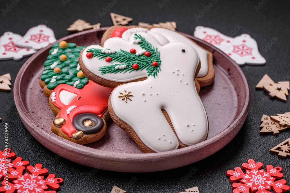 Fresh delicious baked christmas or new year gingerbread cookies Fresh delicious baked christmas or new year gingerbread cookies