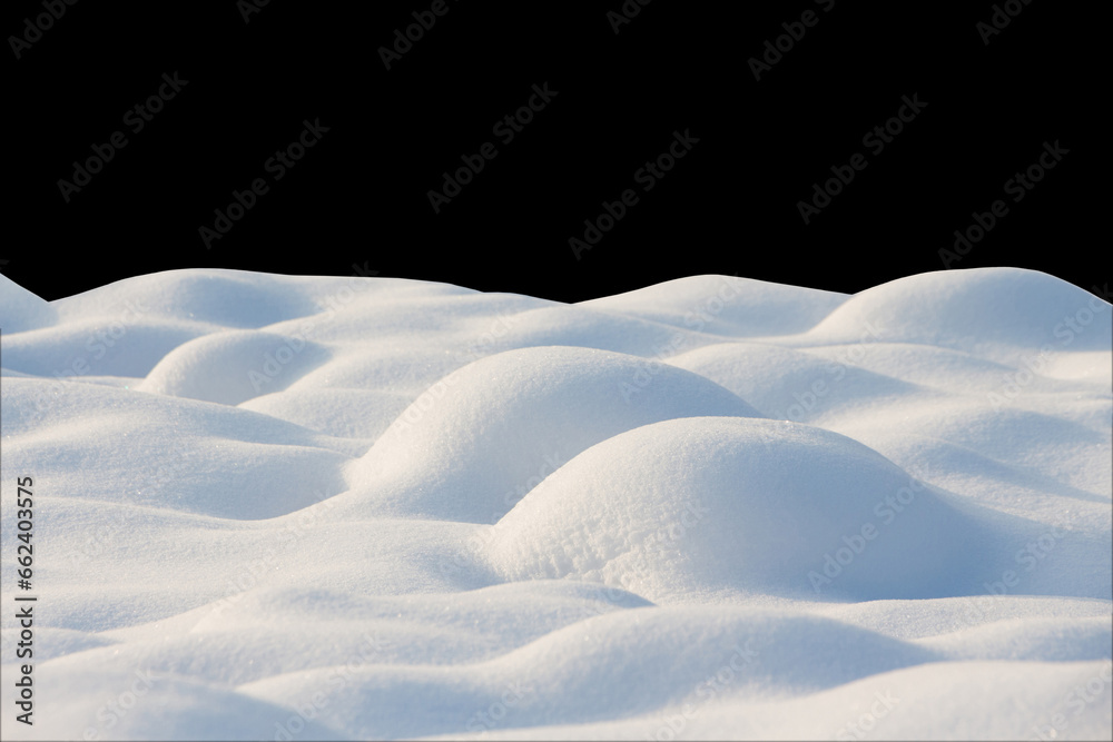 Beautiful natural Snowdrift isolated on black background - obrazy, fototapety, plakaty 