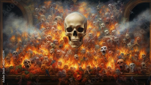 Artistic realm dead fire grim reaper artwork illustration picture AI generated art