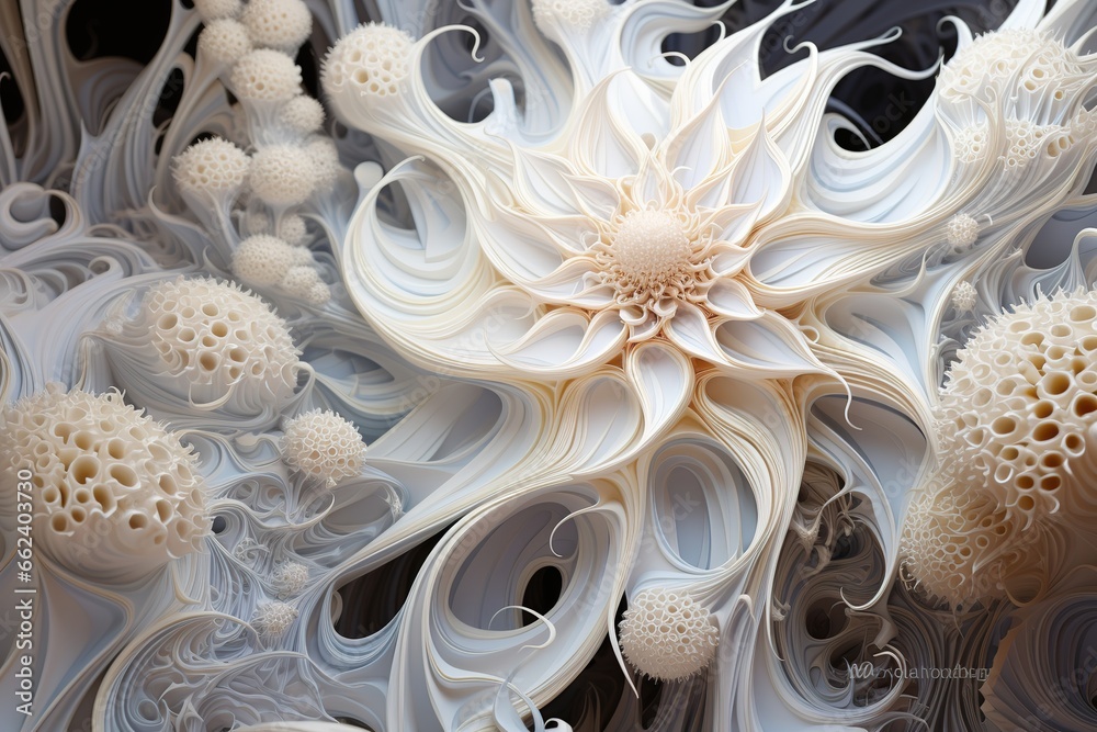 white floral abstract background Organic fractal structures flower macro geometry illustration, ornament white floral abstract background Organic fractal structures flower macro geometry illustration, ornament