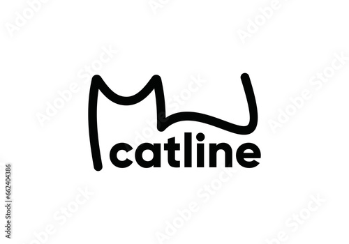 cat line logo, pet care design vector illustration