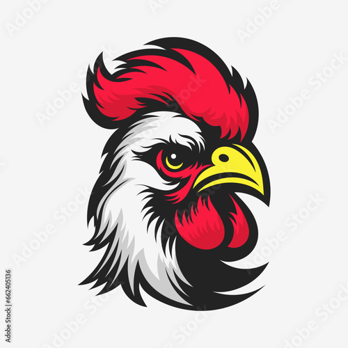 Rooster head mascot design. Vector logo