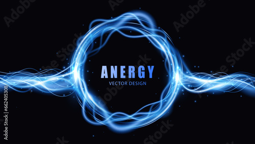 Energy flow. Light effect. Magic frame. Vector illustration