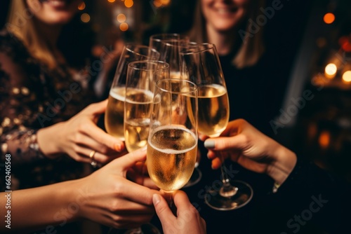 Celebration, champagne glasses clink